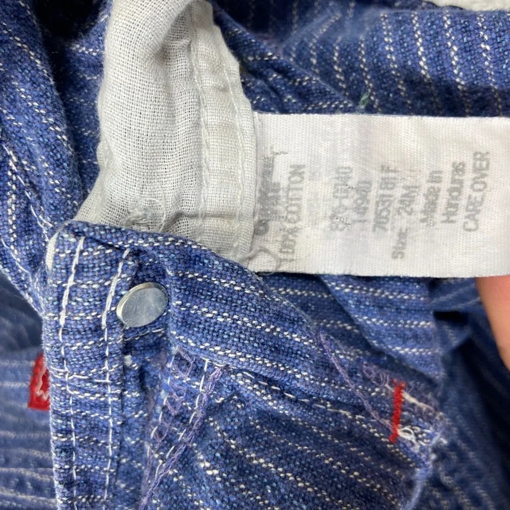 Baby OshKosh B'gosh Boys 24M Blue Pinstripe Railroad Denim‎ Overalls Vintage